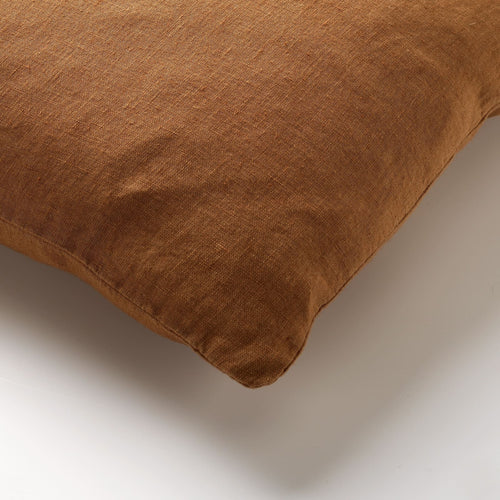 LINN - kussenhoes 45x45 cm - 100% linnen - effen kleur - Tobacco Brown - bruin