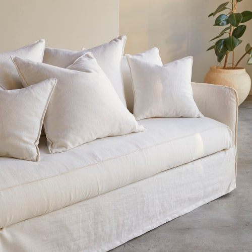 Tikamoon Ariane - Bank van wit linnen, 5 zitplaatsen - Wit - vtwonen shop