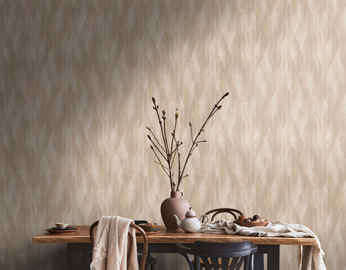Livingwalls behang grafisch motief beige en bruin - 53 cm x 10.05 m - AS-391043