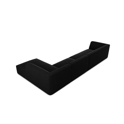 Cosmopolitan Design - Modulaire hoekbank rechts Siena 5-zits, flueel zwart - 180x366x69cm