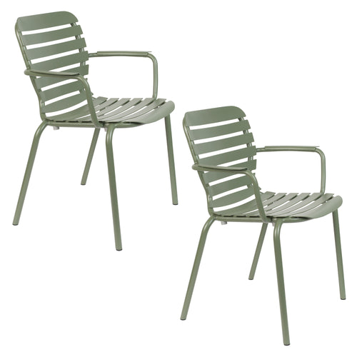 Zuiver Vondel Tuinstoelen met armleuning Groen - Set van 2 - vtwonen shop