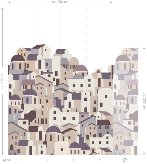 ESTAhome fotobehang mediterrane huisjes beige en grijs - 200 x 279 cm - 159260 - vtwonen shop