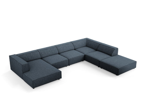 Cosmopolitan Design Panoramische hoekbank rechts Arendal 7-zits, chenille, koningsblauw - 262x364x70cm