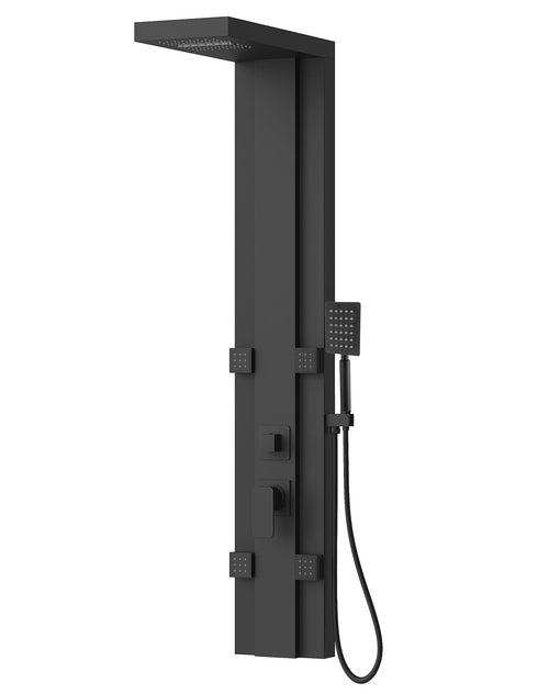 Badplaats Douchepaneel Arden 135 x 22 cm - Zwart - Aluminium Doucheset met Mengkraan en Douchekop