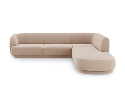 Micadoni rechter hoekbank Miley 6-zits, flueel, cappuccino - 248x255x70cm