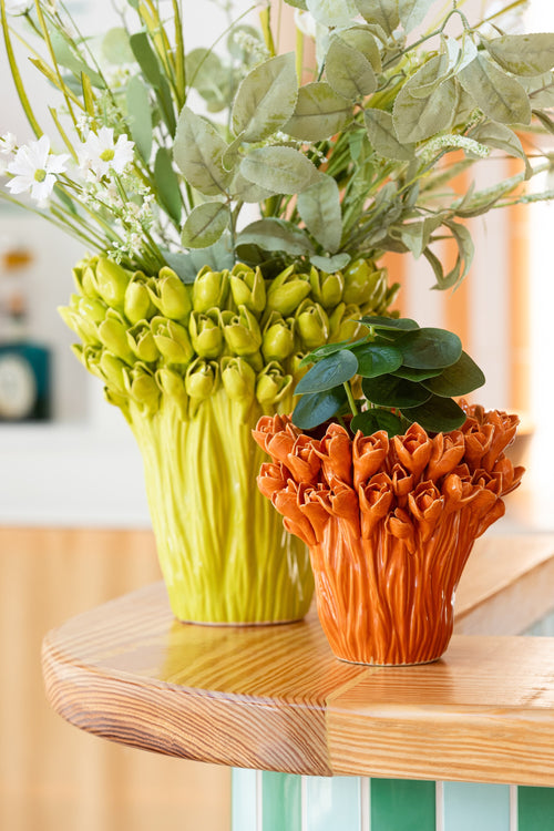 J-Line vaas Ambrosia - keramiek - oranje - small - Ø 20.5 cm - vtwonen shop