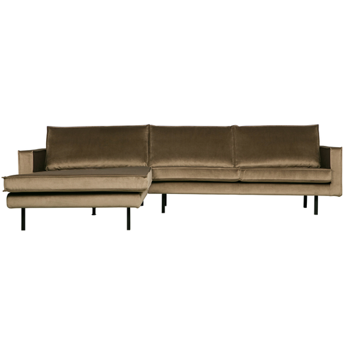 BePureHome chaise longue links Rodeo - Velvet - Taupe - 85x300x86/155 - vtwonen shop