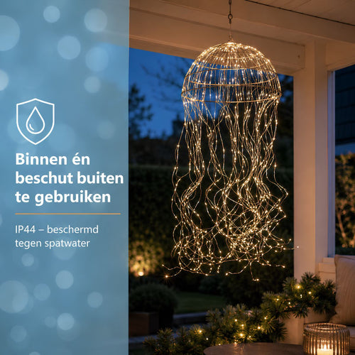 Luca Lighting Kroonluchter Kwal - Sfeervolle Hanglamp met 720 Warmwitte LED's - IP44 Geschikt voor Binnen en Buiten - Inclusief Adapter en Timer -