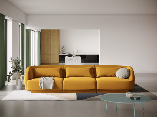 Cosmopolitan Design Bank Tulum 3-zits, flueel, geel - 90x255x70cm