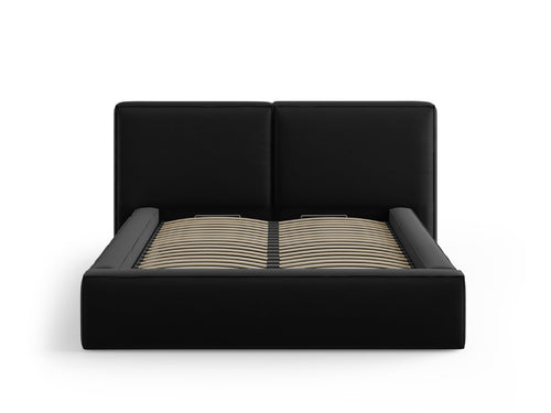 Micadoni Opbergbed met hoofdeinde Jodie 140x200cm, flueel, zwart - 228x194x108cm