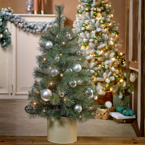 Black Box Trees Glendon Kunstkerstboom met Verlichting - Kerstboom H90 x Ø51 cm - Kunstboom in Pot - Groen