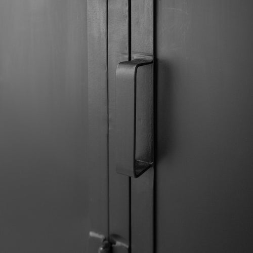 Giga Meubel Vitrinekast Lott - Zwart/Wit Metaal Glas - 150x50x230cm