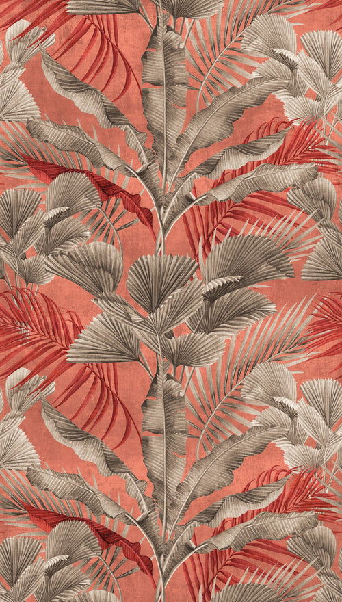 Livingwalls fotobehang jungle-motief roze, rood, grijs en beige - 159 x 280 cm - AS-391854