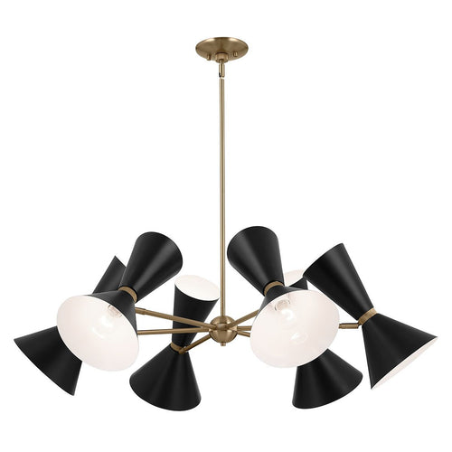 Mehrarmige Pendelleuchte, moderne Deckenleuchte, Champagner-Bronze, Schwarz, 12 x E27