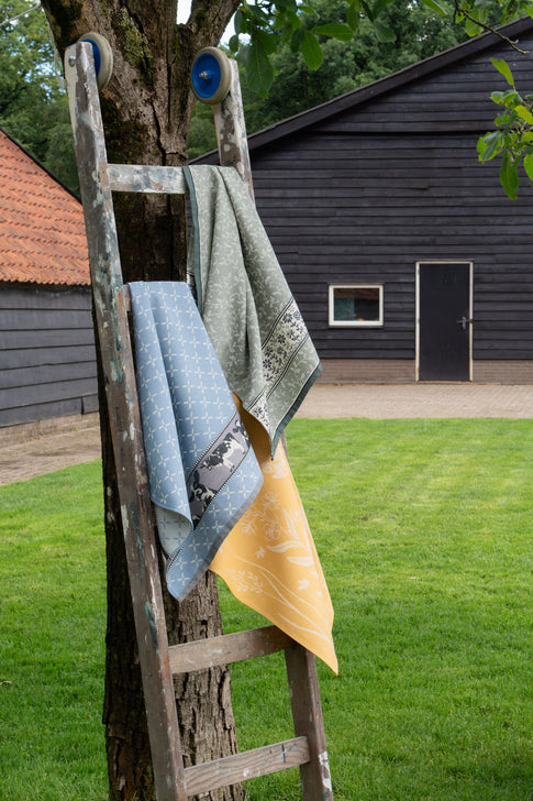 Luxe Keukendoek en Theedoek Daydream Donkergroen - Bunzlau Castle - 100% biologisch GOTS katoen - keukentextiel set