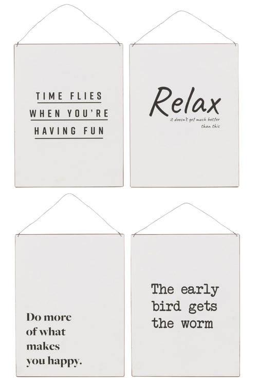 J-Line plakkaat Frans/Engels - textiel/metaal - wit/zwart - 4 stuks - vtwonen shop