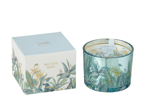 J-Line geurkaars Walk In The Woods - Woody Blush - glas - blauw - small - 30U