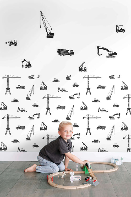 ESTAhome muursticker voertuigen zwart - 47.5 x 66 cm - 156107