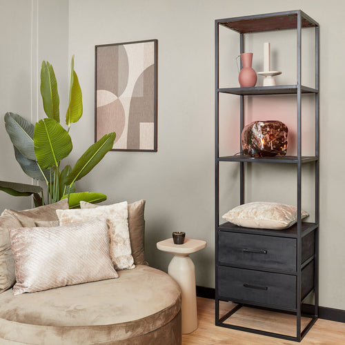 StarFurn Boekenkast Denver - Zwart Hout - 55x45x200cm