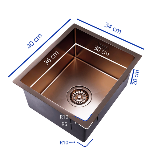 LOMAZOO Spoelbak Keuken Koper Lumion - 30 x 36 cm - RVS