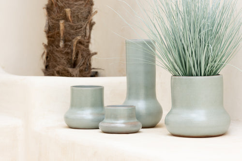 J-Line vaas Organic - keramiek - grijsblauw - 40 cm hoog