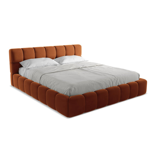 LaMiaSofa Bed met opbergruimte Roma - velours - terracotta - 200x228x82