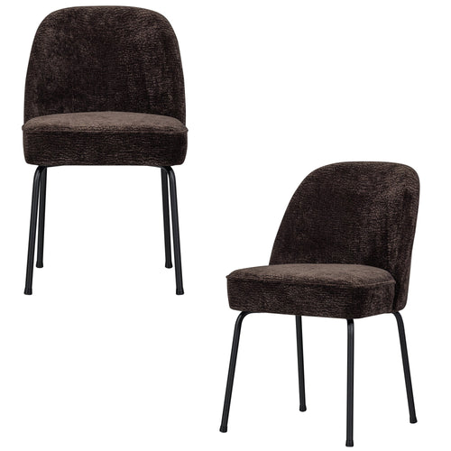 BePureHome eetkamerstoelen Vogue - Polyester - Donkerbruin - Set van 2 - vtwonen shop