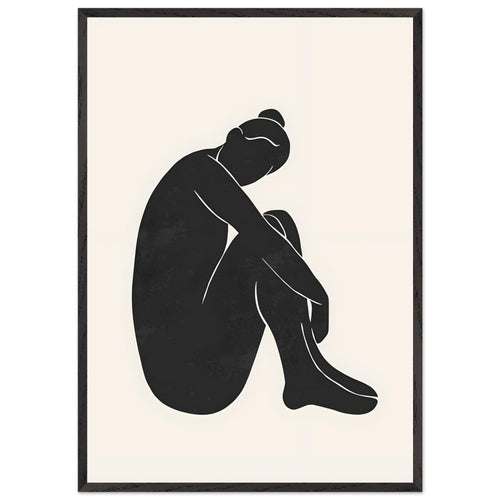 Artfulprints Poster met Lijst Matisse - The shy lady   - 70x100 cm - Zwart / Wit