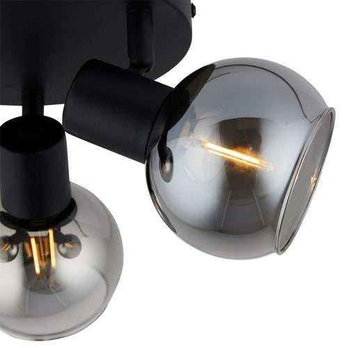 Lighto | Plafondspot zwart met smoke glas 3-lichts | Juna - vtwonen shop