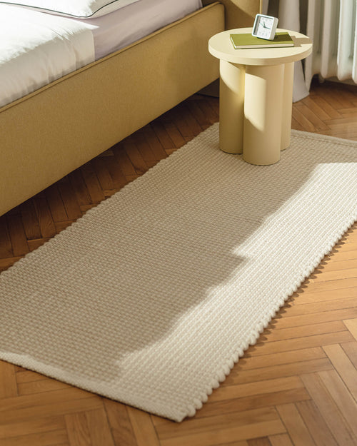 noo.ma handgeweven vloerkleed Natural Beige - Nieuw-Zeelandse wol, laagpolig, rechthoekig