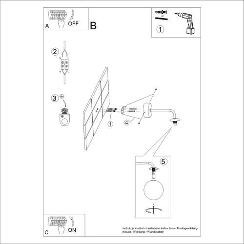 Sollux Lighting Wandlamp ASTRAL 1 zwart - 10x22x21cm