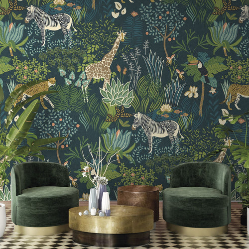 Sanders & Sanders fotobehang jungle dieren groen - 424 x 280 cm - 640886