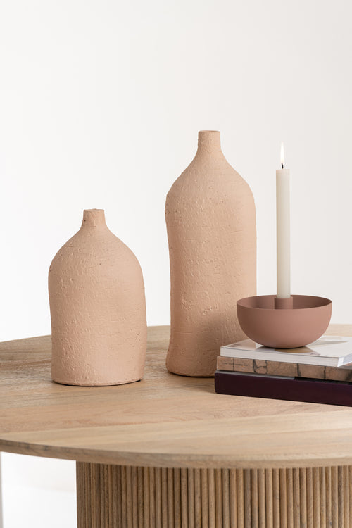 J-Line vaas Enya Fles - keramiek - beige - large - 40 cm hoog