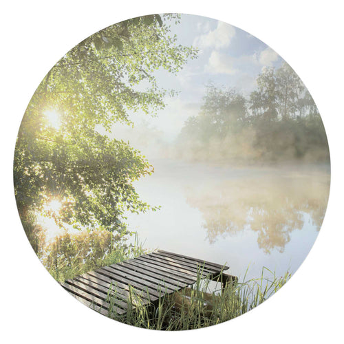 Reinders Ochtend aan het water glasschilderij -  groen - hobbyruimte - Ø 70cm