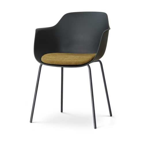 Nolon Nora-Liz eetkamerstoel zwart met mosgroen zitkussen - zwart onderstel