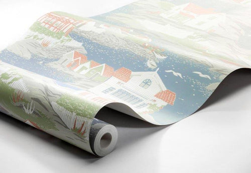 Borastapeter behang bosrijk landschap vergrijsd blauw - 53 cm x 10.05 m - 660491