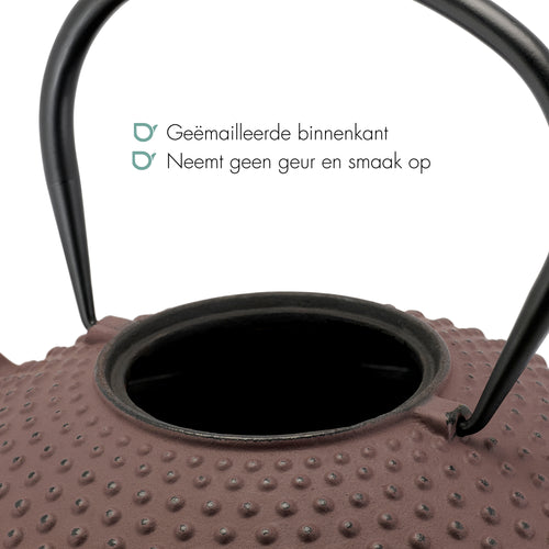 Bredemeijer - Gietijzeren theepot Xilin - 1,25 liter - Aubergine - Met filter - vtwonen shop