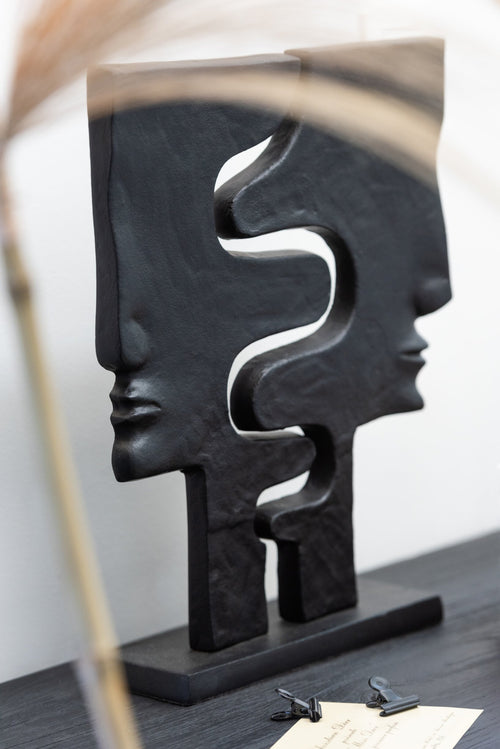 J-Line decoratie Figuur Gezichten Op Voet - metaal - zwart
