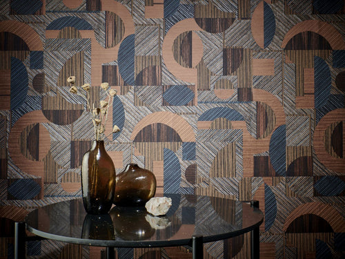 Masureel behang geometrische vormen terracotta - 53 cm x 10.05 m - 630695 - vtwonen shop