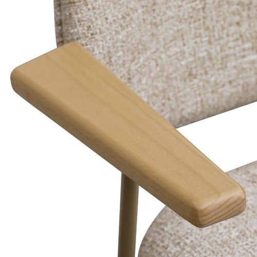 Furnhouse eetkamerstoelen armleuning Sofia - Beige - Stof (Bouclé) - Set van 2