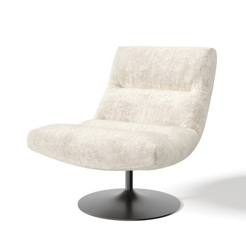 Premium Interiors - Draaistoel ROMA - velours met structuur crème 77cm