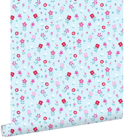 ESTAhome behang bloemen turquoise - 53 cm x 10,05 m - 137317 - vtwonen shop