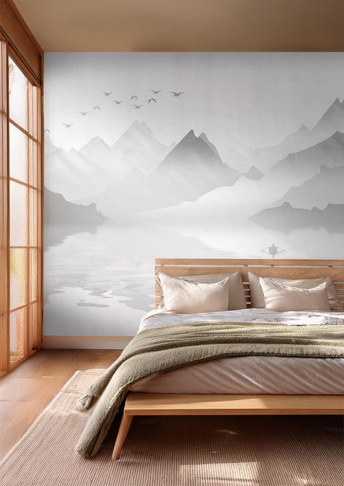 Sanders & Sanders fotobehang berglandschap grijs - 375 x 270 cm - 600969 - vtwonen shop