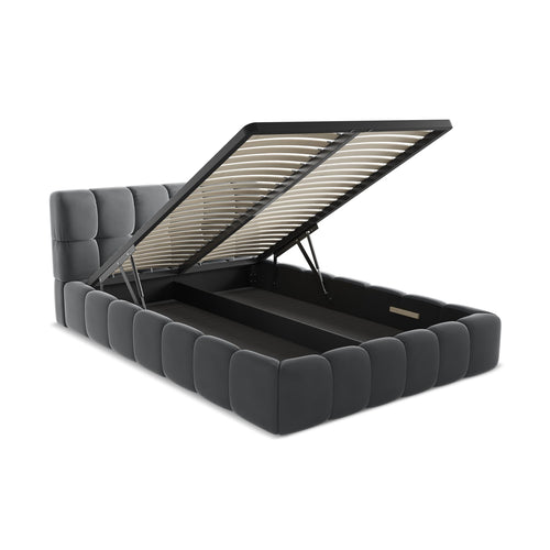 LaMiaSofa Bed met opbergruimte Roma - velours - staal - 160x228x82