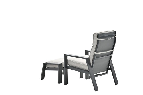 Max verstelbare fauteuil met voetenbank -  carbon black - desert sand