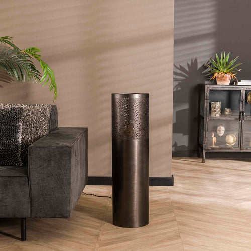 Giga Meubel Vloerlamp Cilinder - Zwart Nikkel - 90x25x25cm