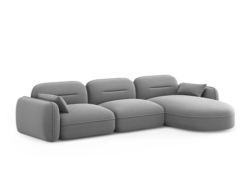 Cosmopolitan Design Modulaire hoekbank rechts Sydney 4-zits, flueel, lichtgrijs - 165x320x70cm