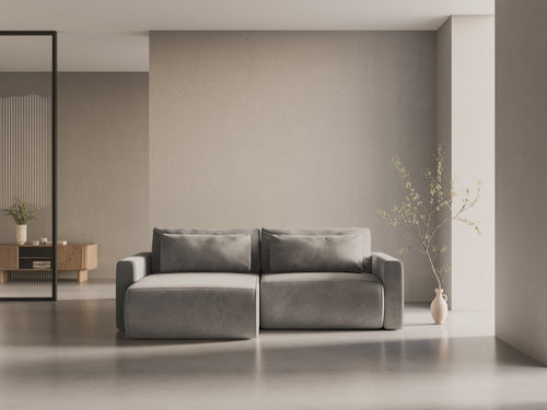 Cosmopolitan Design Omkeerbare converteerbare hoekbank met opbergdoos Belfast 3-zits, flueel concreet - 149x240x84cm