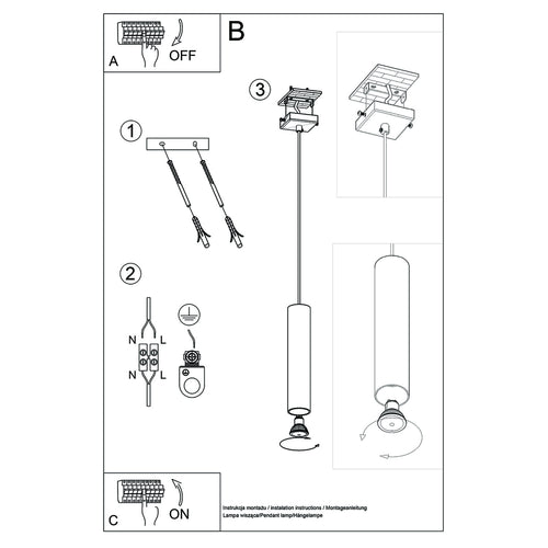 Sollux Lighting Hanglamp LAGOS 1 gepolijst goud - 8x8x100cm