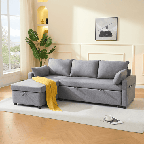 Calicosy - LOUISON 3-zits slaapbank - Grijs - 219x147x84 cm